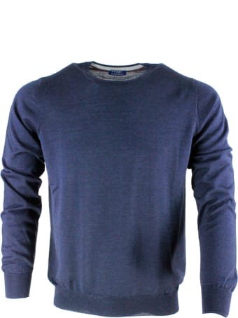 Barba Napoli Light Long-sleeved Crewneck Sweater In Wool And Silk