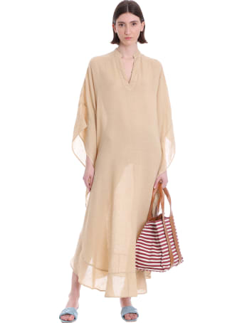 120% Lino Dress In Beige Linen