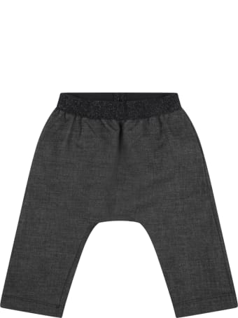 Caffe' d'Orzo Gray "demi-baby" Trousers For Baby Girl With Lurex Details