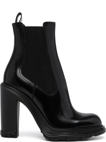 Alexander McQueen Treadonly Black Leather Boots