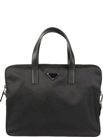Prada Zip-around Logo Plaque Briefcase