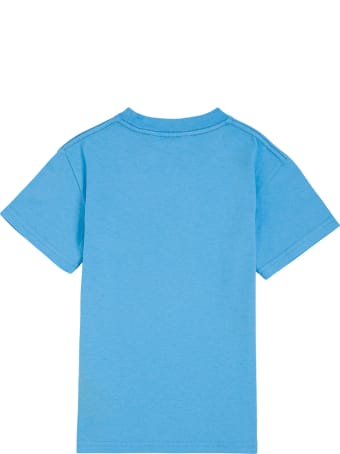 Palm Angels Blue Cotton T-shirt With Teddy Bear Print