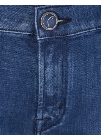 Jacob Cohen Dark Blue Kimberly Crop Skinny Jeans With Delave' Effect
