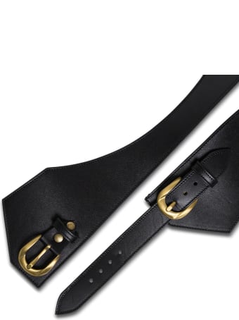 Federica Tosi Black Leather Belt With Double Buckle