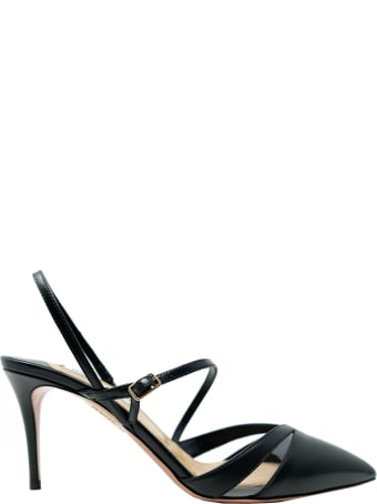 Aquazzura Calf+pvc Black Pvc First Love Sling 75 Pumps