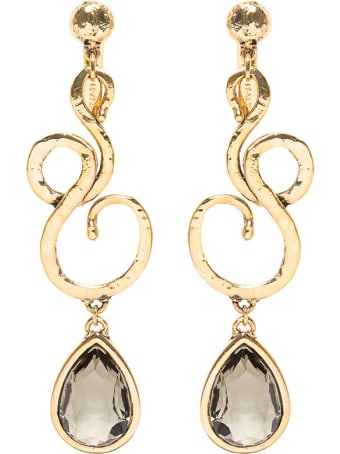 Alberta Ferretti Golden Metal Earrings With Stones