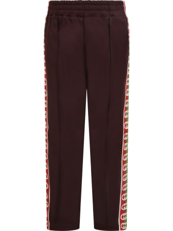 Gucci Brown Sweatpants For Kids With Double Gg