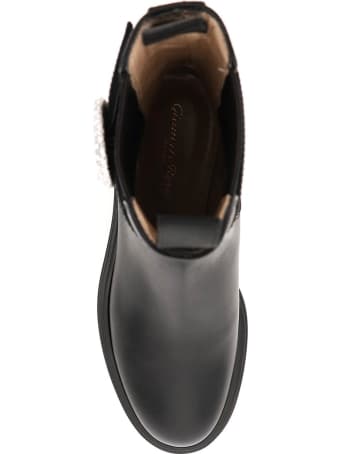 Gianvito Rossi Chelsea Boots With Crystals Buckle