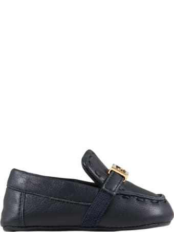 Fendi Blue Moccasins For Babykids With Logo