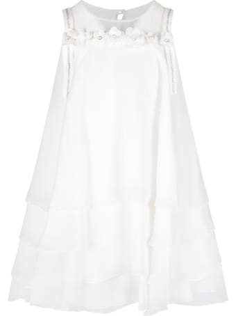 Loredana White Dress For Girl With Rhinestones