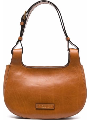 The Bridge Lucia Shoulder Bag In Brown Leather With Logo