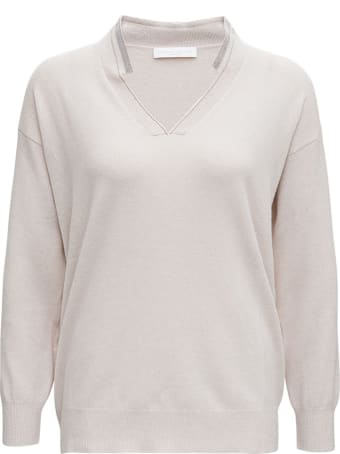 Fabiana Filippi Beige Wool And Silk Sweater With Bright Detail