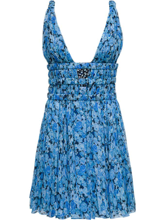 Giovanni Bedin Light Blue Chiffon Dress With Floral Print