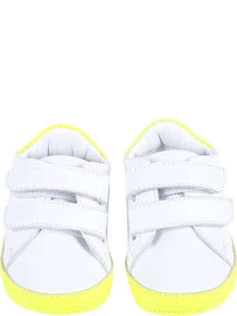 Balmain White Sneakers For Babykids With Logo