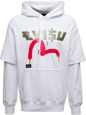 Evisu White Cotton Evisu X Sfera Ebbasta Hoodie With Logo