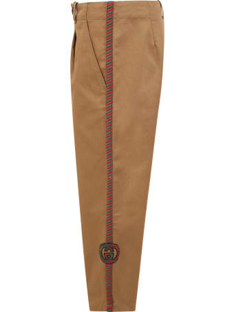 Gucci Beige Pants For Boy With Double Gg