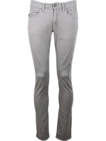 Jeckerson 5-pocket Trousers In Stretch Textured Cotton With Zip With Slim Fit