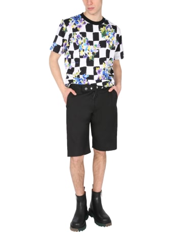 Off-White Check Flowers Scoop Neck T-shirt