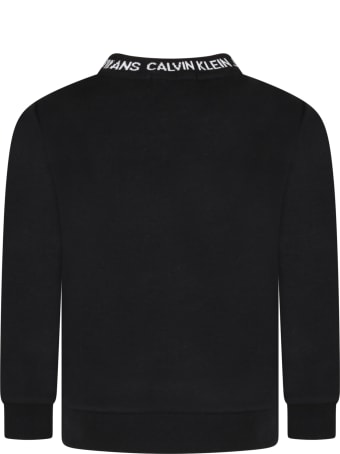 Calvin Klein Black Sweatshirt For Kids With White Logo