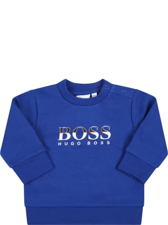 Hugo Boss Royal Blue Sweatshirt For Baby Boy With Logo