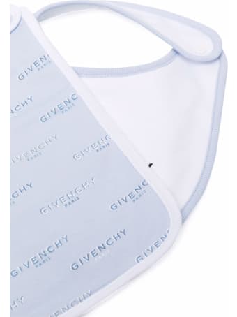 Givenchy White And Light Blue Baby Bibs Set With Logo