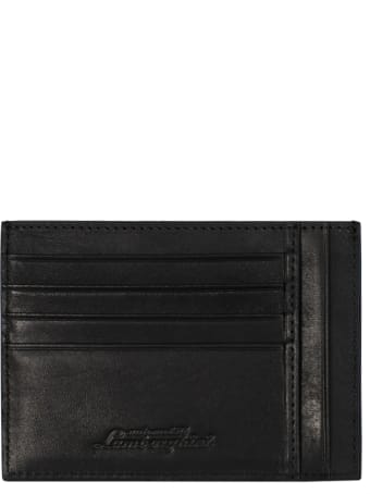 Automobili Lamborghini Card Holder In All-over Camouflage Textured Leather
