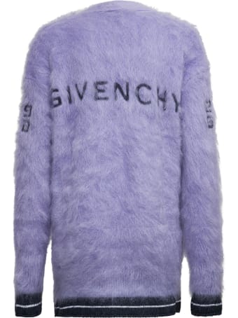 Givenchy Lilac Mohair Blend Cardigan With Logo