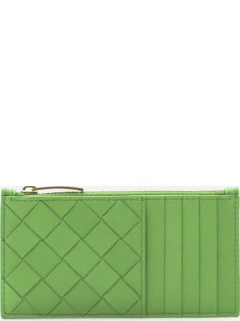 Bottega Veneta Leather Card Holder With Woven Pattern