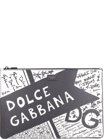 Dolce & Gabbana Printed Leather Flat Pouch