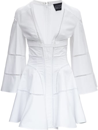 Giovanni Bedin White Cotton Dress With Perforated Inlays