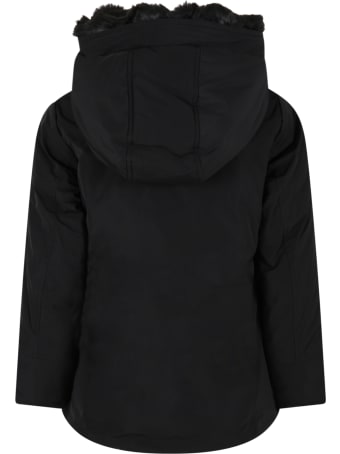 Woolrich Black Jacket For Kids With Patch Logo