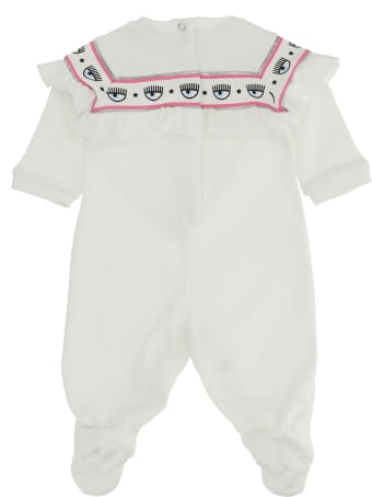 Chiara Ferragni White Jumpsuit For Baby Girl