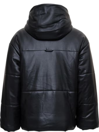 Nanushka Hooded Down Jacket In Vegan Leather