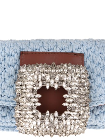 Gedebe Light Blue Small Mia Crochet Bag With Crystals