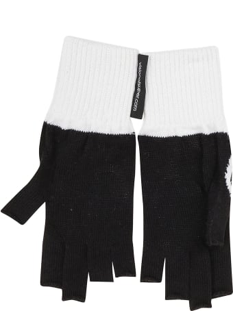 Vision of Super Black Gloves With White Flames