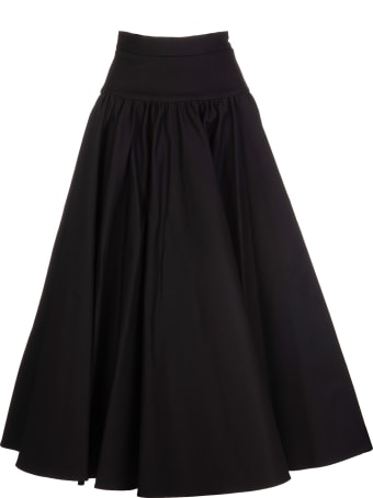 Roberto Cavalli High Waist Black Midi Skirt With Ruching