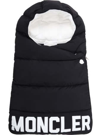 Moncler Black Sleeping-bag For Babykids With Logo