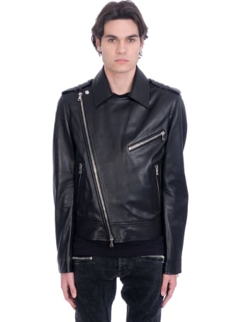 Balmain Biker Jacket In Black Leather