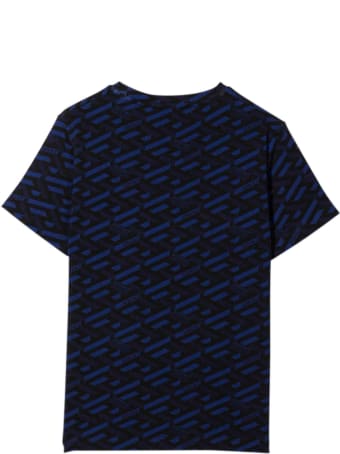 Versace Blue And Black T-shirt With Print And Logo Verscae Kids
