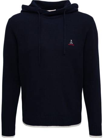 The Seafarer Blue Wool And Cashmere Hoodie With Logo