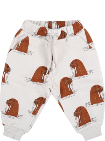 Mini Rodini Grey Sweatpant For Babykids With Walruses