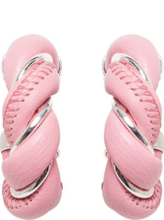 Bottega Veneta Pink Leather Hoop Earrings