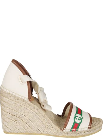 Gucci Web Stripe Detail Woven Sandals