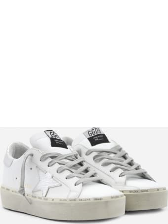 Golden Goose Hi Star Sneaker In Leather With Laminated Effect Inserts