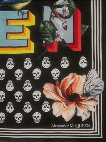 Alexander McQueen Biker Skull Fun Fonts Scarf