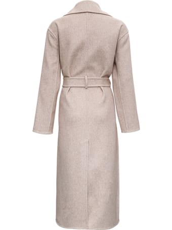 MICHAEL Michael Kors Long Beige Wool Coat With Belt