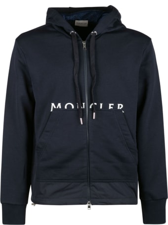 Moncler Logo Print Zipped Hoodie