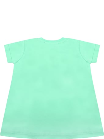 MSGM Mint Green Dress For Babygirl With Logo