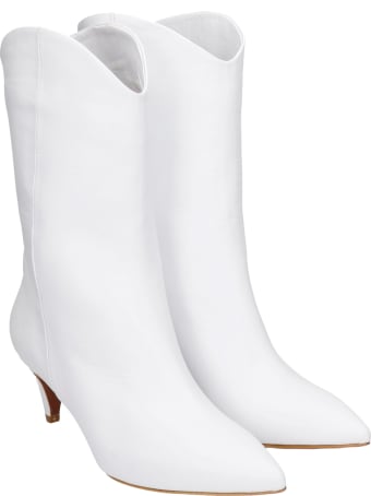 Julie Dee High Heels Ankle Boots In White Leather