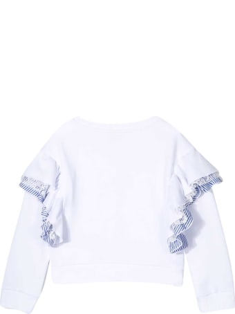 Monnalisa White And Blue Sweatshirt With Print